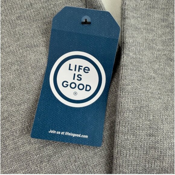 Life is Good I WOOF YOU Gray Knit Sweater NWT Crewneck Dog Pet Lover Gift Preppy - Picture 5 of 12